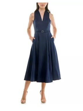 Taylor Belted A-Line Midi Dress — New With Tags Size 8